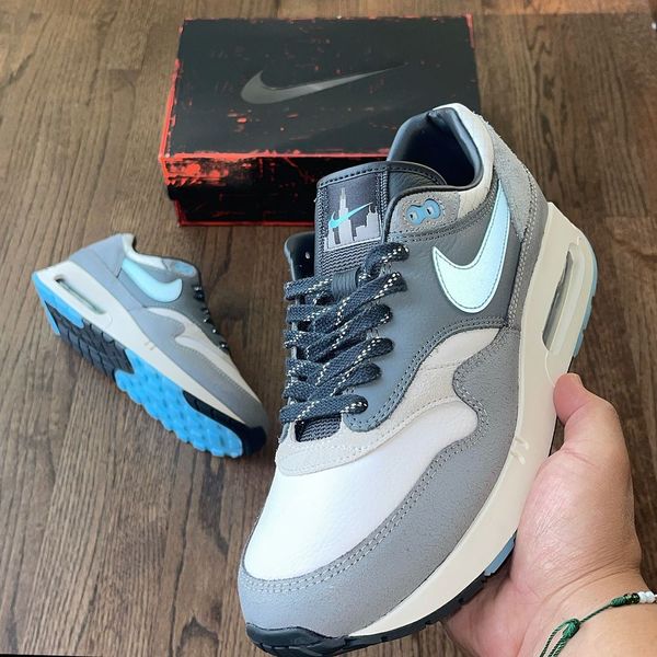 Nike air max 1 essential white black wolf grey blue hotsell